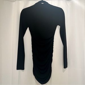 zara black long sleeve ruched dress